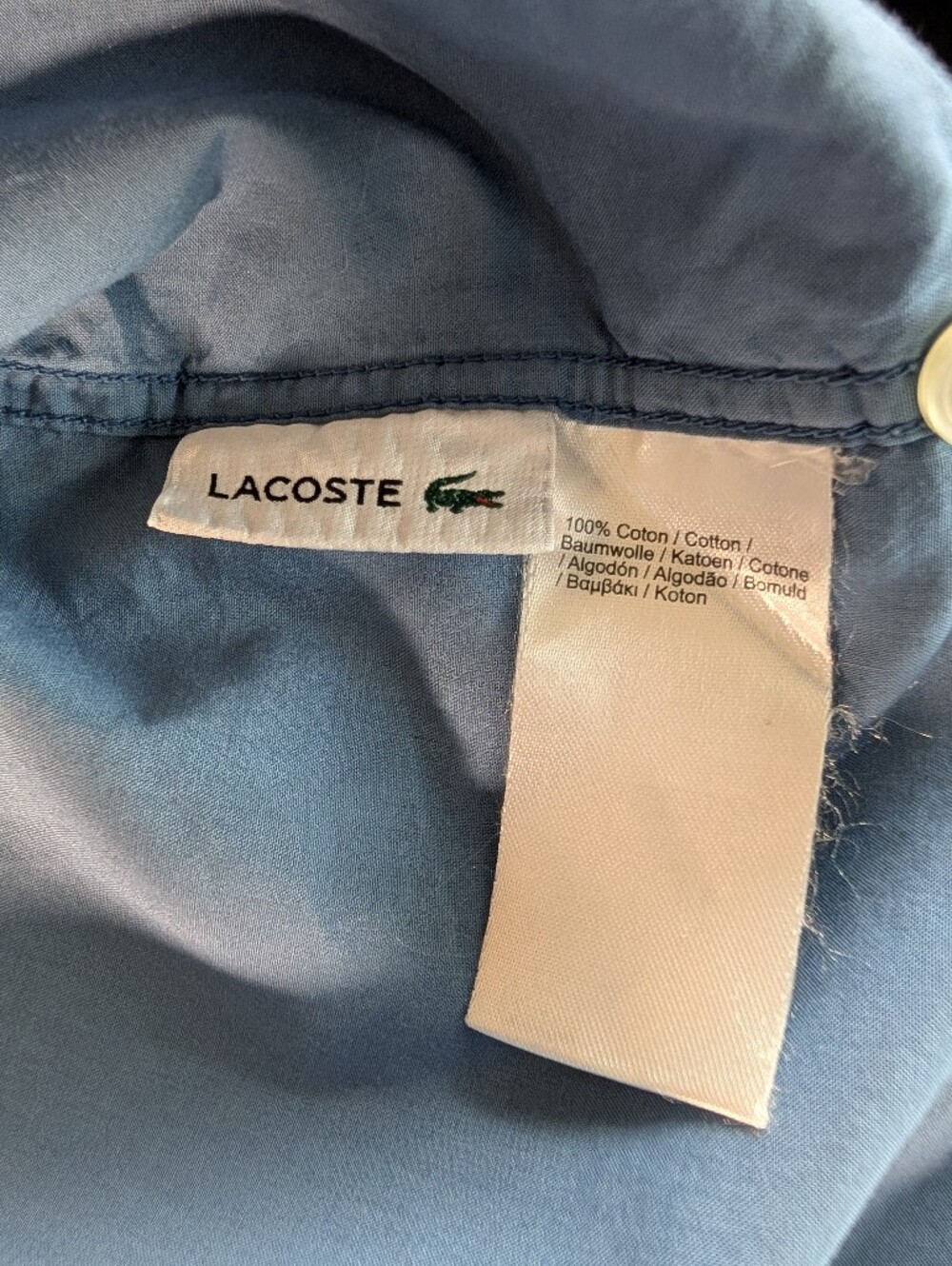 Lacoste Blue Long Sleeve Button Up Shirt Men's Size 42 - Picture 8 of 9